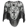 thumbnail image 2 of Aoochasliy Winter Scarfs Christmas Clothes Women's 1920s Shawl Beaded Sequin Deco Evening Cape Bolero Flapper Cover up, 2 of 7
