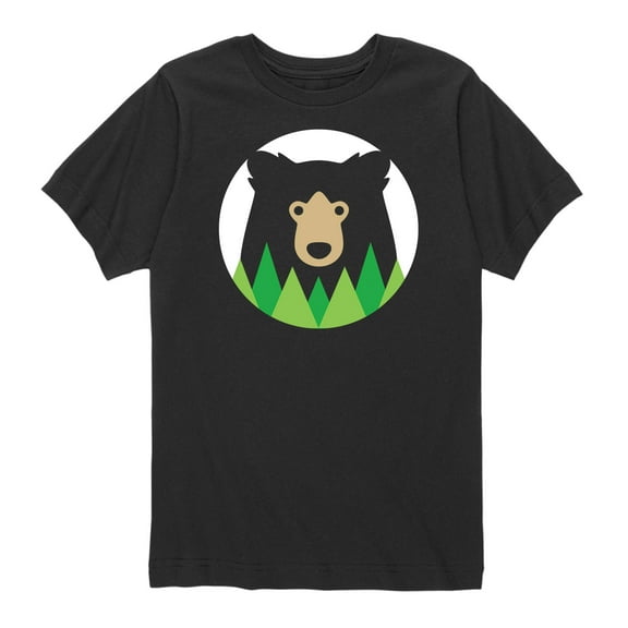 Instant Message - Geometric Trees And Bear - Youth Short Sleeve Tee