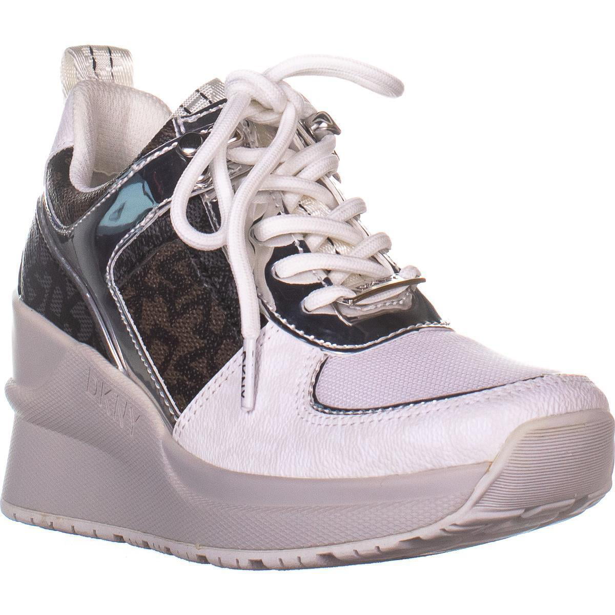 Tillid Milliard Underlegen Womens DKNY Leo Lace Up Wedge Sneakers, White/Brown, 5 US - Walmart.com