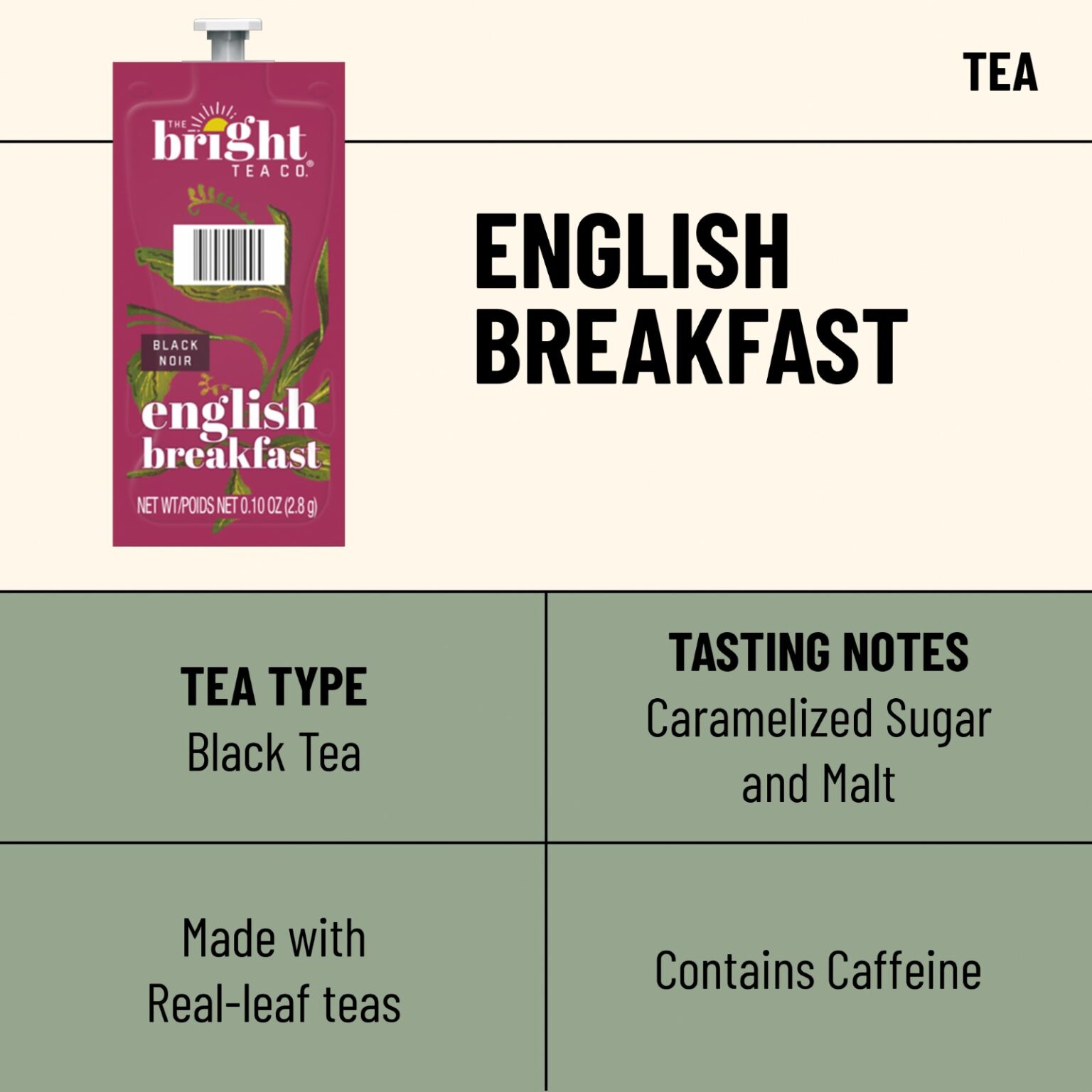 Flavia Bright Tea Co. English Breakfast Tea Freshpacks works only with Flavia Brewers (Case of 40)