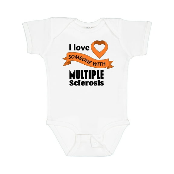 Inktastic I Love Someone with Multiple Sclerosis Orange Heart Ribbon Boys or Girls Baby Bodysuit