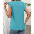 thumbnail image 4 of Women'S Tops Casual Crewneck Cap Sleeve Shirts Crochet Knit Texture Tank Top Blouses Turquoise Blue L, 4 of 9