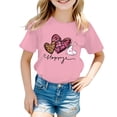 thumbnail image 2 of SGMVNU Girls T Shirts Short Sleeve Tops Trendy Casual Classic Crewneck Loose Fit Letter Print Cotton T-Shirts Summer Outfits, Size 13-14 Years, th1-Pink, 2 of 5