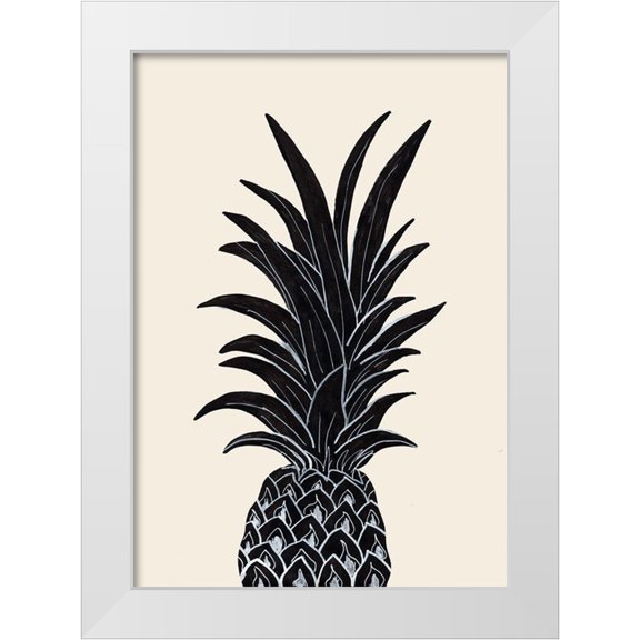 Artographie Studio 11x14 White Modern Wood Framed Museum Art Print Titled - Black Pineapple
