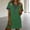 Dresses-433Green, variant on Dresses for Women Denim Trim V-Neck Collared Dress Short Sleeve Button Front Loose Fit Shift Mini Dress Casual Tunic Dress with Pockets White M