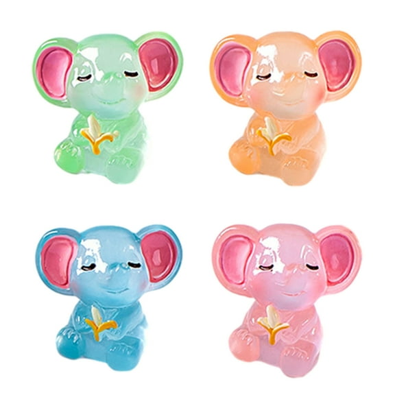 4PCS Mini Resin Luminous Elephant Mini Car Desktop Decor Micro Landscape