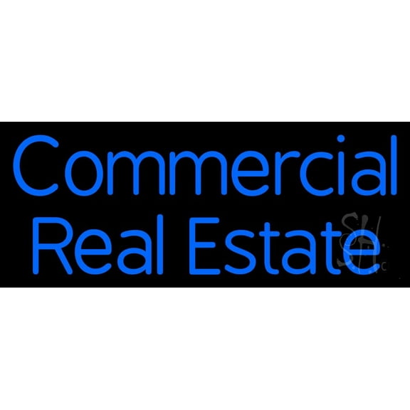 Commercial Real Estate 1 LED Neon Sign 13 x 32 - inches, Black Square Cut Acrylic Backing, with Dimmer - Bright and Premium built indoor LED Neon Sign for office, and stroefront