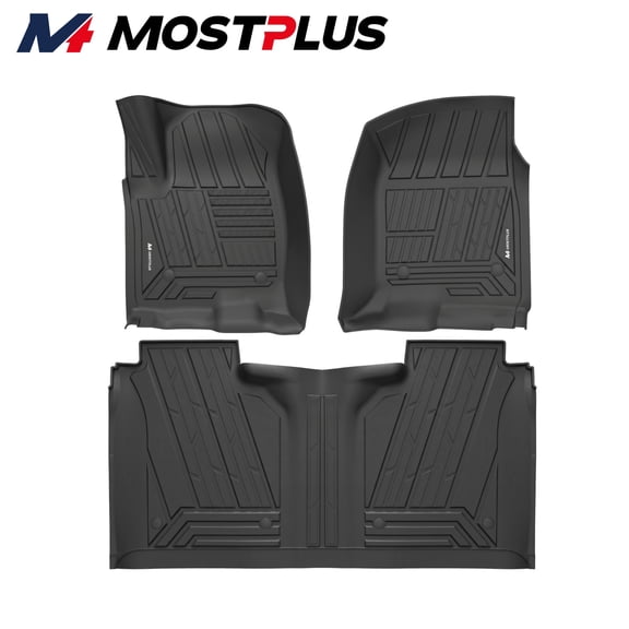 MOSTPLUS Front Rear TPE Floor Mats for 2019-26 Chevy Silverado Sierra 1500 2500HD