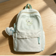 thumbnail image 4 of Girls Plaid Lace Trim Backpack, Compact Daily Bookbag With Lace Trim & Dual Side Pockets, Sweet Stylish Design For School & Office Use (Green), 4 of 5