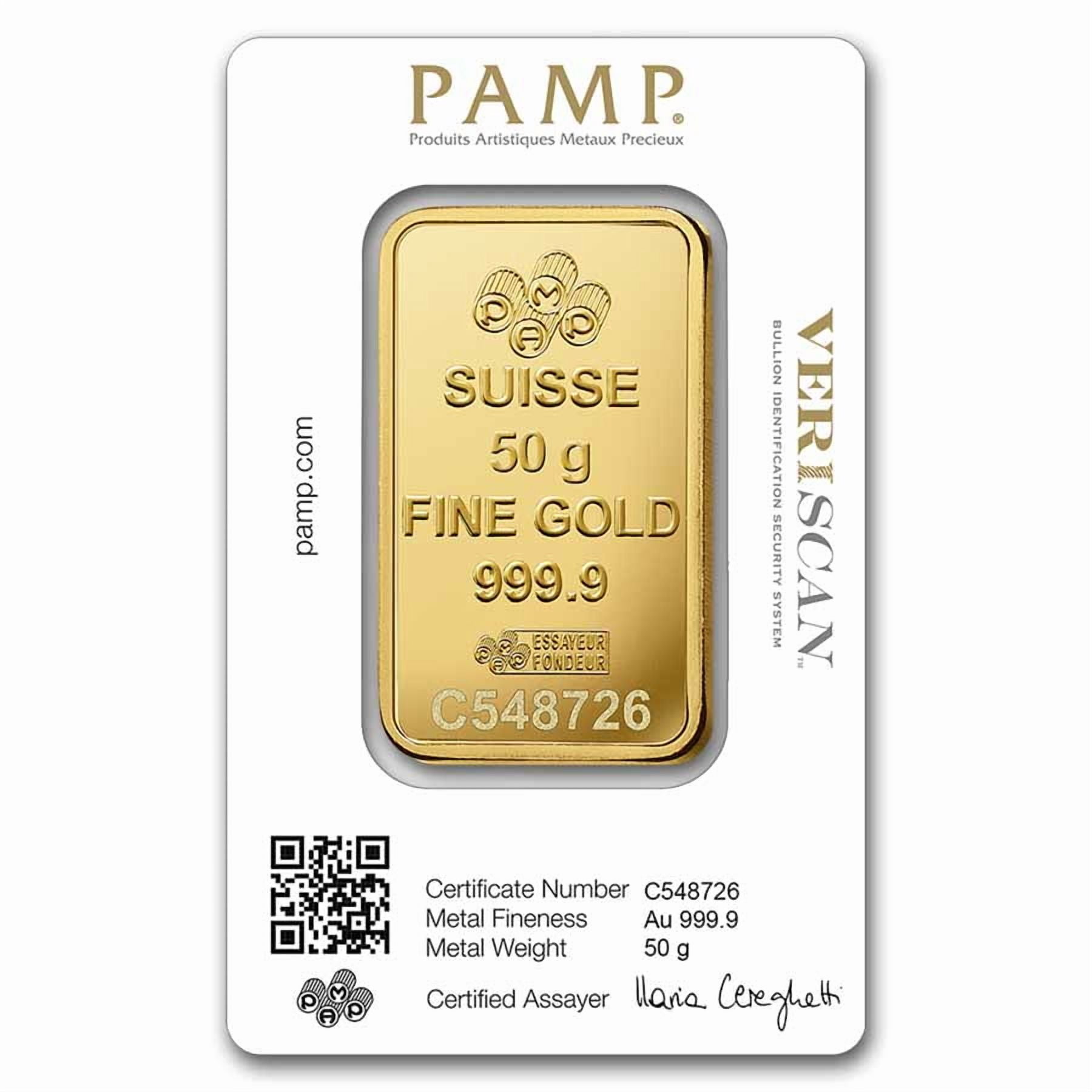 50 gram Gold Bar - PAMP Suisse Lady Fortuna Veriscan (In Assay)