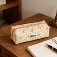 thumbnail image 4 of Season Student Checkered Pencil Case With Bow Portable Stationery Organiser Eraser Pencil Case, 4 of 6