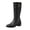 Black, variant on Knee High Boots for Women Low Heel Motorcycle Long Boot Country Buckle Strap Western Cowgirl Tall Shoes