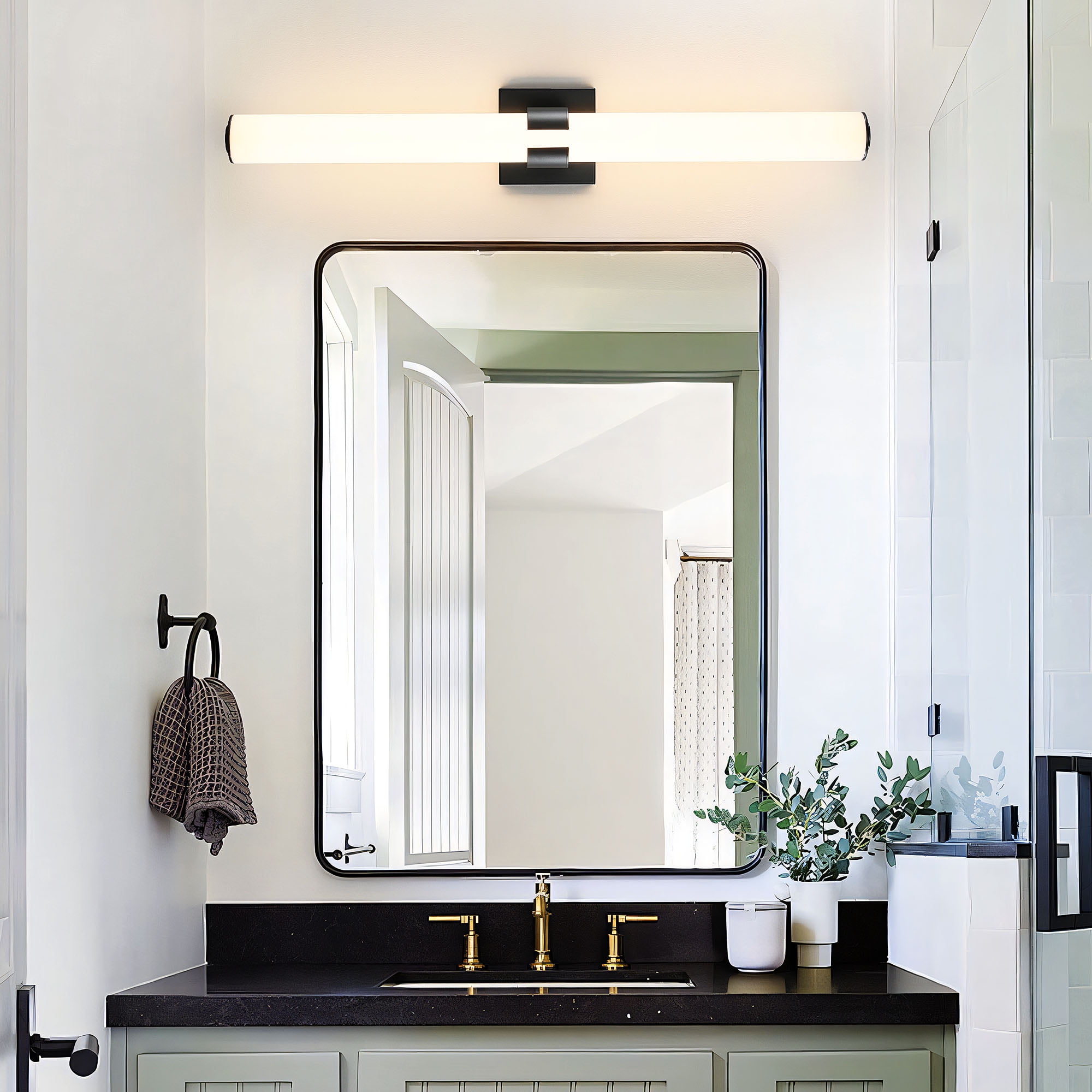 KAISITE Modern 1-Light Dimmable LED Bathroom Vanity Light, Waterproof Lamps for Bathroom, Acrylic Lampshade