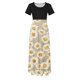thumbnail image 4 of Puntoco Vestido De Manga Corta Con Cuello Redondo Y Falda Larga Estilo Resort Con Estampado Floral Para Mujer Negro L,Regalos Para Mujer Joven, 4 of 5