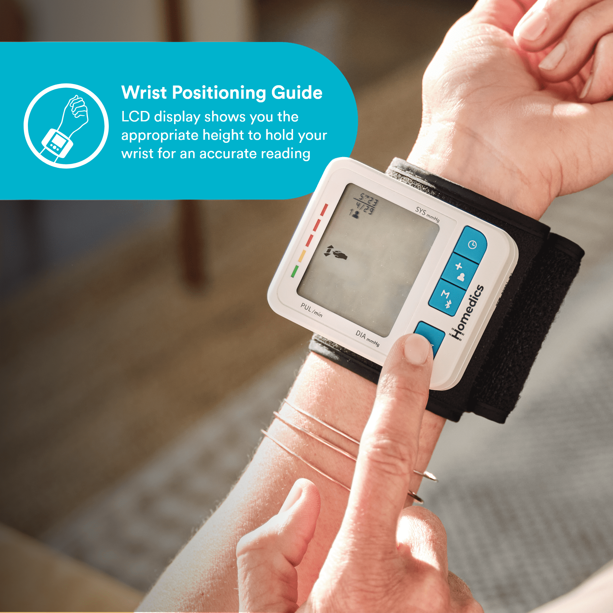 HoMedics Premium Wrist Blood Pressure Monitor Personal blood pressure  monitor with Bluetooth® app connectivity at Crutchfield