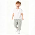 thumbnail image 6 of CHEEREAM Summer Sets For Kids Jogger Pants and Short Sleeve Button Crew Neck Shirt Boys Leisure Active Beach 2-Piece Outfits, 6 of 6