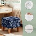 thumbnail image 7 of SCRAWLGOD Leaf Print White Navy Blue Ottoman Slipcover, Stretch Square Footstool Slipcover Removable Storage Ottoman Covers for Living Room with Elastic Bottom, 7 of 7