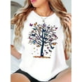 thumbnail image 1 of T-Shirt Imprimé Papillon Coloré pour Femmes - Col Rond Manches Courtes, Extensible et Lavable en Machine, Parfait pour l'Été, Créatif, Papillon Coloré, Mode, Décontracté, Haut d'Été, 1 of 6