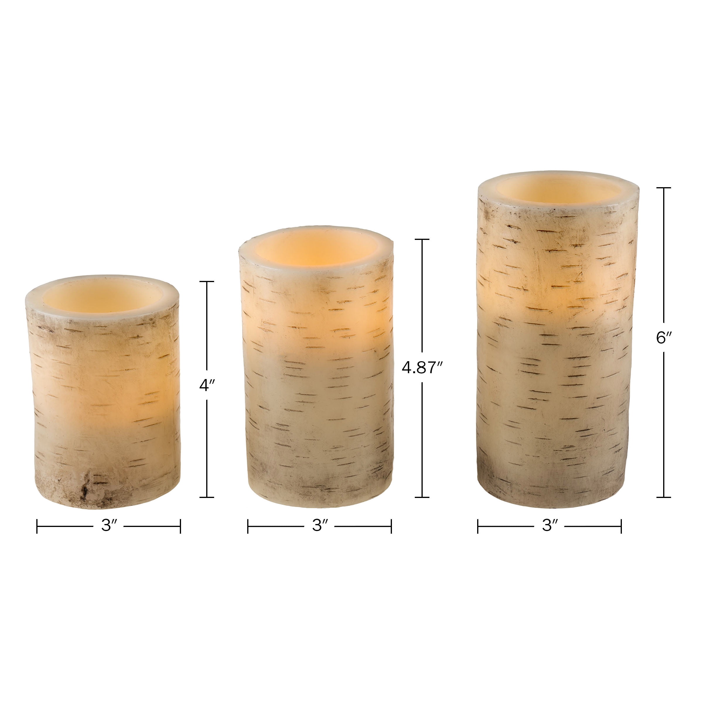 Lavish Home 6-Pack of Faux Birch Bark Battery Operated Flameless Candles