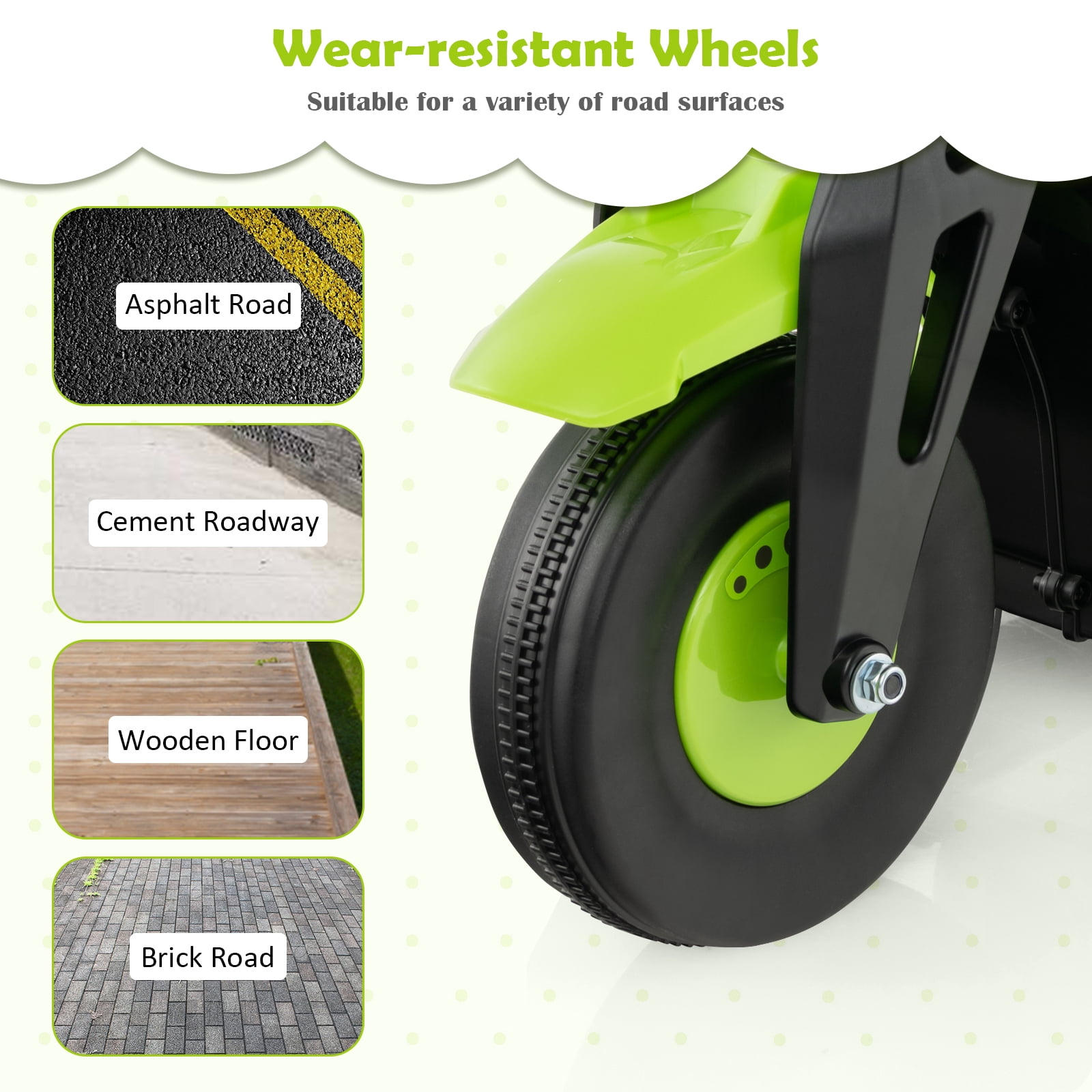 Costway 6V Kids Bubble Car Electric Ride on Motorcycle with Music Button & LED Headlight Green