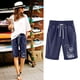 thumbnail image 2 of Pantalones Elásticos de la Cintura para las Mujeres Impresos Medias Pantalones Cortos, Bolsillos Casuales Poliéster para Toda la Temporada, 2 of 3