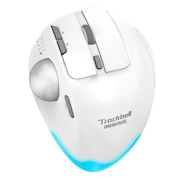 Ratones computadora Rollerball ergonómico Ratón inalámbrico RGB Trackball mouse-Diente compatible y 2.4g modos duales 8 botones 4800 dpi para /windows azul