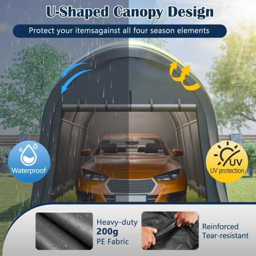 Anti-Snow 10x20 FT Carport, Commercial Grade Heavy Duty Portable Garage Canopy with Steel Frame & Vented Roof, Waterproof Outdoor Storage Shed for Vehicle, Boat, RV