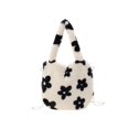 thumbnail image 4 of Bolsa de hombro de felpa con estampado de flores para mujer a la moda, de cadena de invierno (blanco) Likrtyny Para Estrenar, 4 of 9