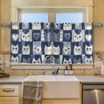 thumbnail image 2 of Yayeee Kitchen Curtains Tier Set of 2 Light Filtering 57"x24" Over Sink Window Panels, Blue Cats and Hearts, 2 of 7