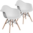 thumbnail image 1 of 2 Pk. Alonza Series White Plastic Chair with Wooden Legs, 1 of 9