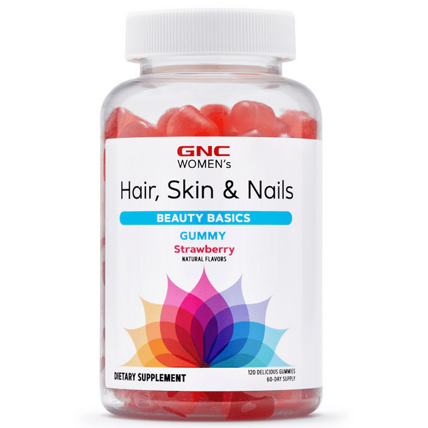 GNC HAIR, SKIN, & NAILS Gummies, 120 Gummies, with 2500 mcg Biotin