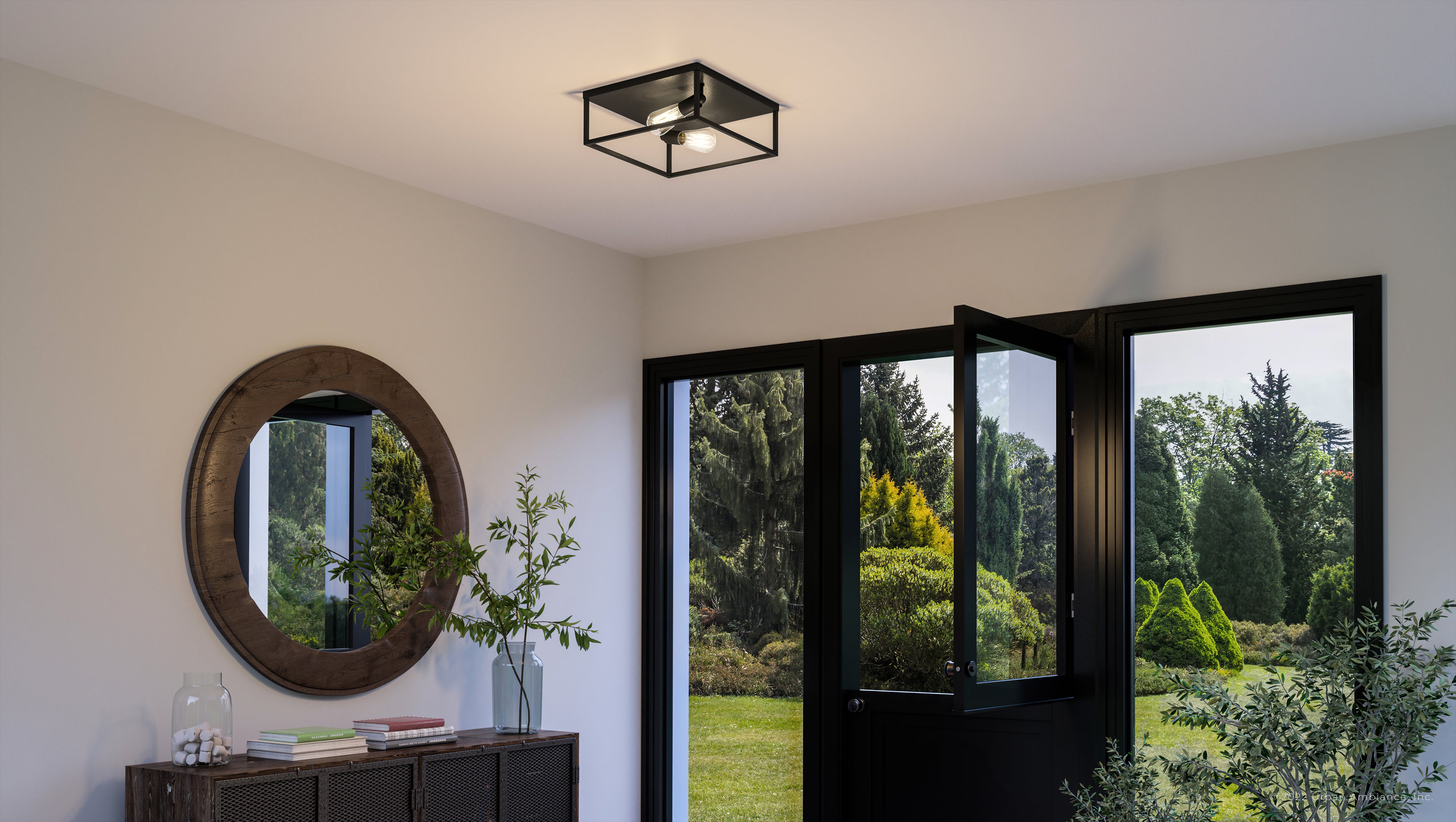 Luxury Modern Ceiling Light, 4.5H x 12W, with Mid-Century Modern Style, Midnight Black, UHP4032 by Urban Ambiance