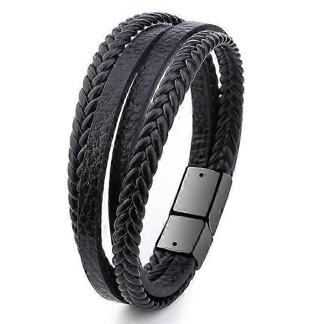 Pulsera para hombre, estilo vintage, multicapa, de cuero trenzado, hecha a mano, con cuerda envolvente, regalo para hombre, 1 unidad, 21 cm.