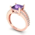 thumbnail image 2 of 2.43ct Princess Cut Purple Alexandrite 18k Pink Rose Gold Engraving Statement Bridal Wedding Designer Ring Size 10.5, 2 of 5