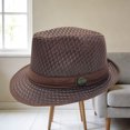 thumbnail image 4 of PRINxy Men's Breathable Mesh Trilby Fedora Sun Hat, Lightweight UV Protective Cap for Summer Beach Outdoor Travel Casual Wear Coffee, 4 of 4