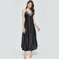 thumbnail image 4 of FortuneWomen Robe de Nuit à Bretelles à Col en V Chemise de Nuit Tenue de Sommeil Sans Manches Longue Robe, 4 of 6