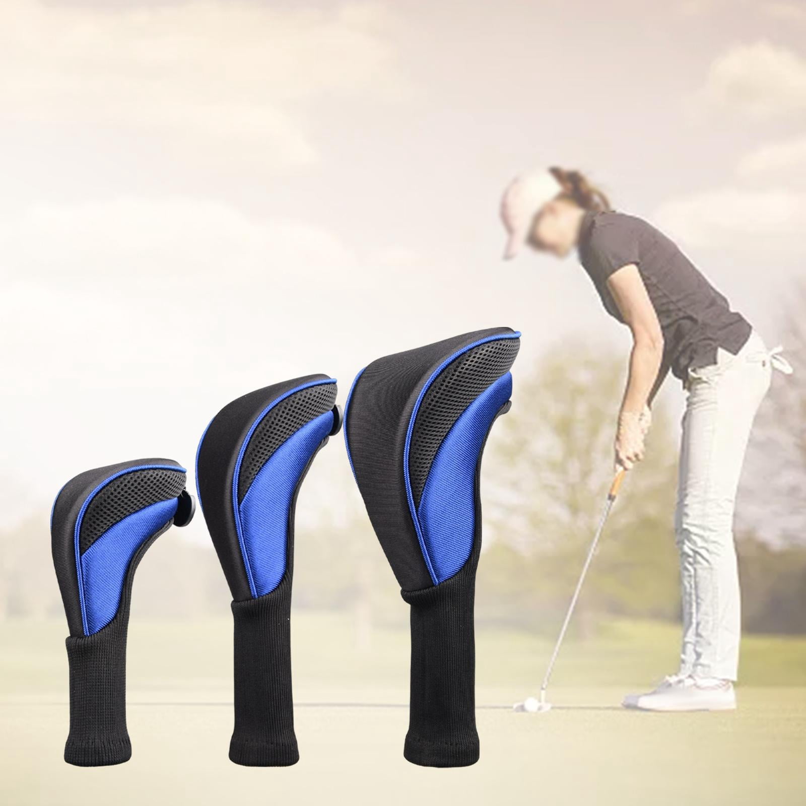 funtasica Golf Club Head Cover 1, 3 4 5 7 X Driver Fairway Woods Headcovers, Hybrid Head Cover Set with Interchangeable Tags Fits Fairway And Driver Clubs , New Blue, L