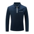 thumbnail image 4 of Vunhao Mens Long Sleeve Polo Shirt, Zipper Solid Collared Mens Fall Shirts on Clearance Sale Navy, 4 of 7
