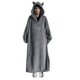 thumbnail image 2 of Peignoir Homme Hiver Diable Flanelle Peignoir Broderie Uni Grande Taille à Capuche Chemise de Nuit Robe de Chambre Homme Gris P, 2 of 7