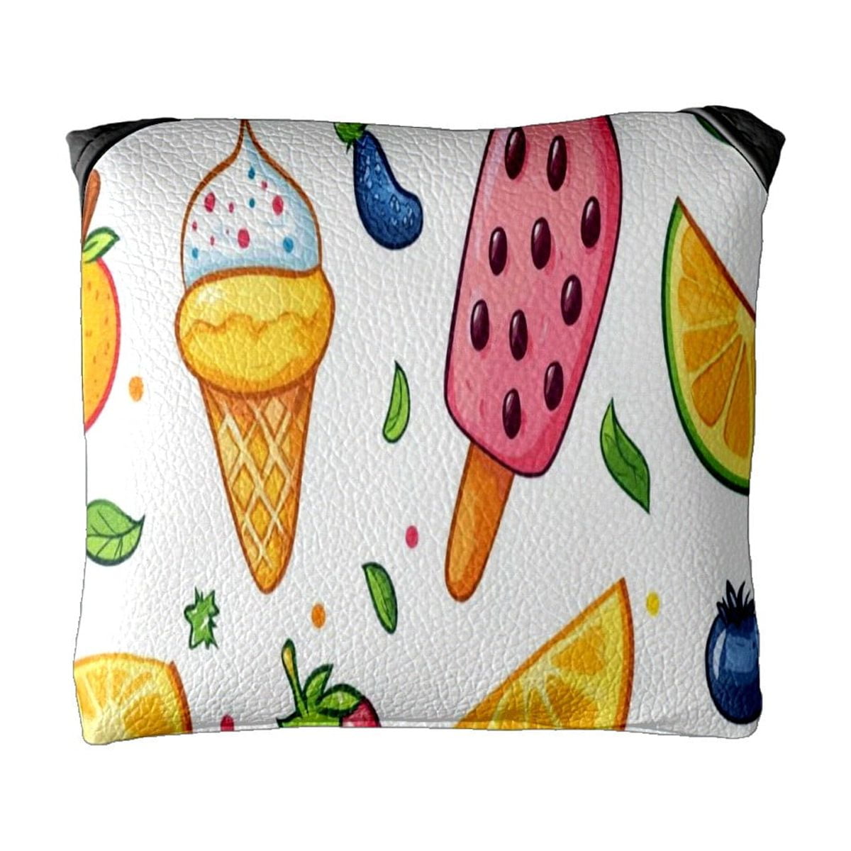 Golf Mallet Putter Cover Premium Leather Golf Putter Head Cover with Magnetic Closure, Golf Cover for Men and Women Fruit Ice Cream Pattern