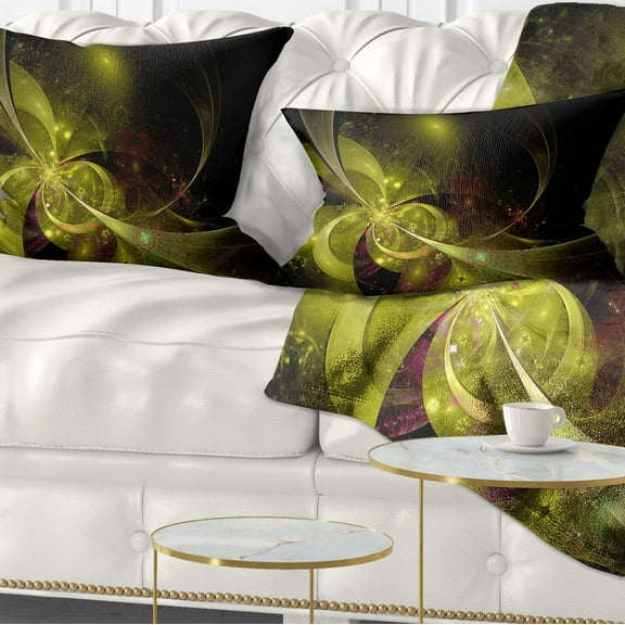 Designart 12" x 20" Contemporary, Modern Black Polyester Throw Pillow