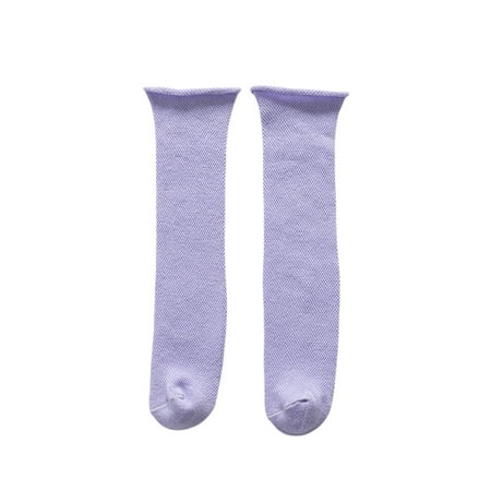 

Summer Baby Long Tube Socks Cotton Knee High Frilly Crimping Solid Candy Color Stockings For Adult Children