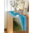 thumbnail image 5 of Summer Beach Table Runner, Realistic Green Weed Coastal Scenery Blue Sky Wave Cotton Linen Kitchen Table Decoration Washable Dining Tabletop Runners for Home Party Decor 13x60 Inches, 5 of 9
