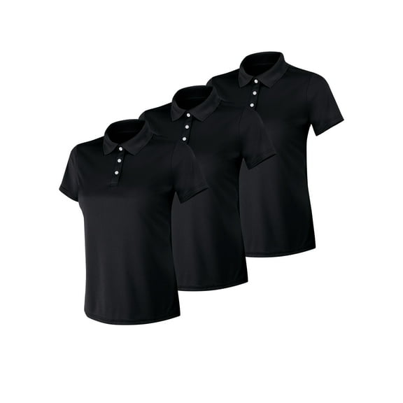 Hanes Sport Cool DRI Women's Performance Polo Shirt, 3-Pack Black/Black/Black L