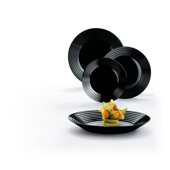 Vajilla de 12 Pzas Moderna de Opal para 4 Personas Harena Negra Luminarc Harena