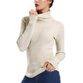 thumbnail image 1 of Pull à Col Roulé Côtelé pour Femmes Manches Longues Tricoté Uni Blanc, 1 of 4