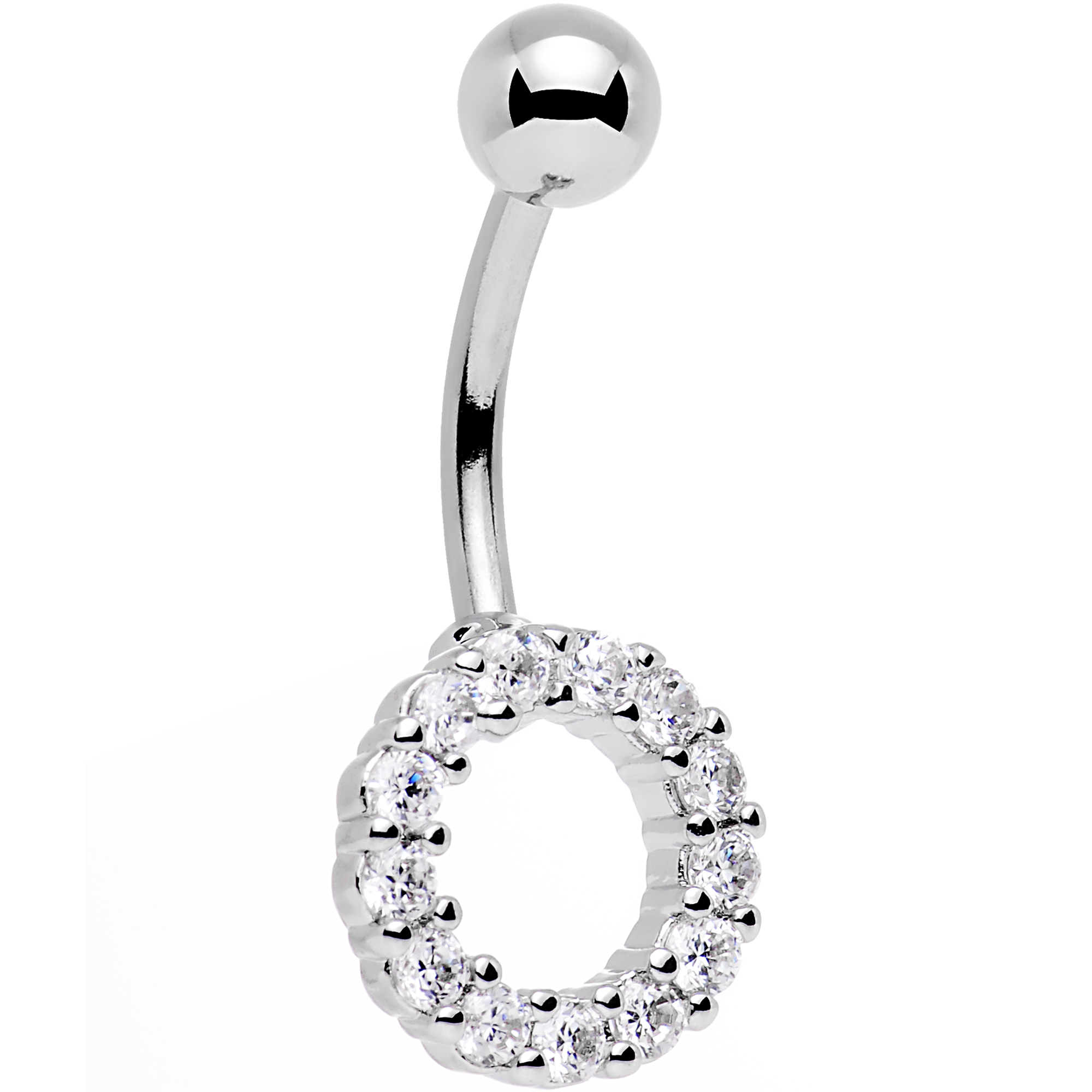 Body Candy Stainless Steel Clear Accent Hollow Circle Belly Button Ring