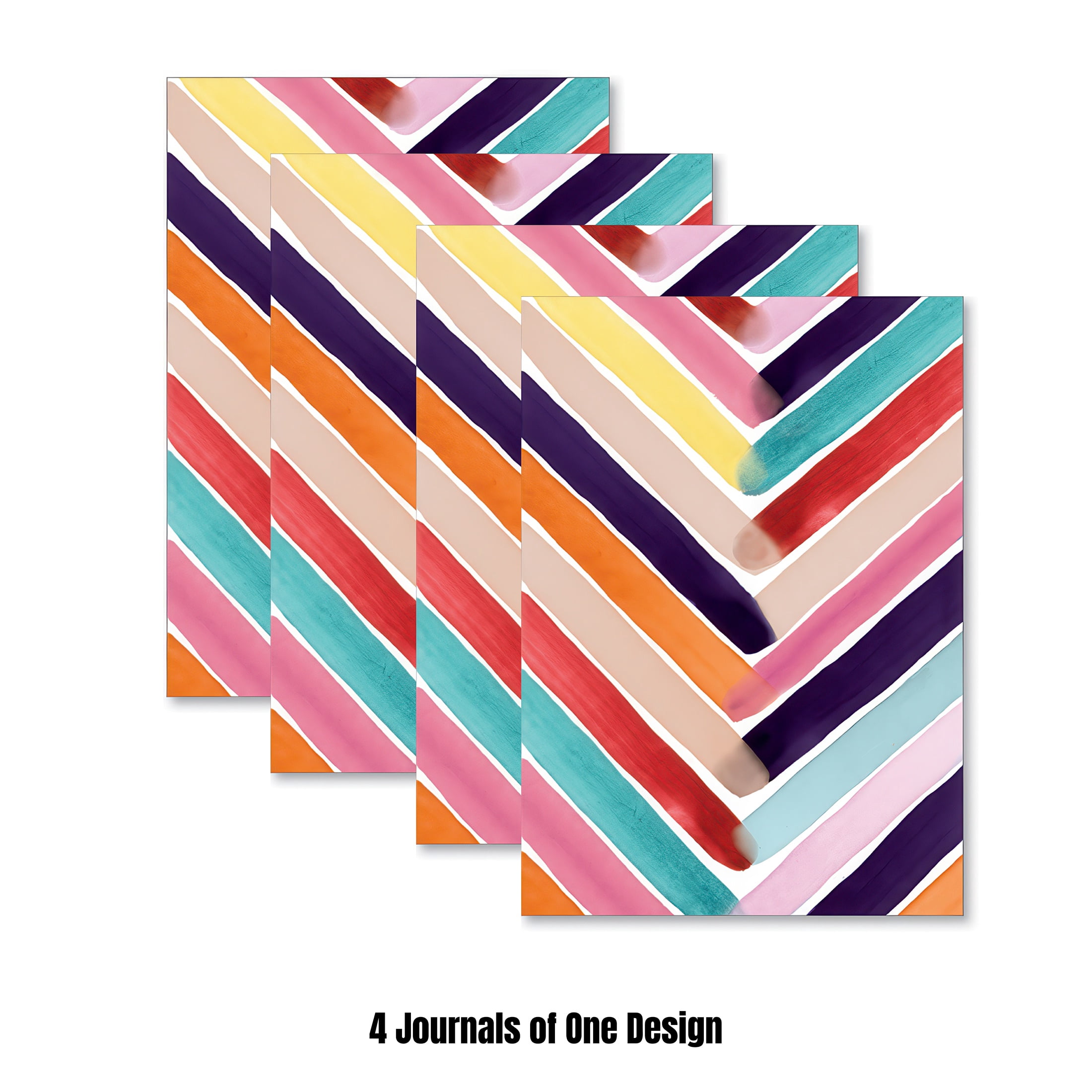 Viabella Watercolor Stripes Standard Journals, Multi Color, 100 Pages, 4 Count, 4 Pack