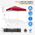 thumbnail image 4 of EAGLE PEAK 10’ x 10’ Outdoor Canopy Tent, Easy One Person Setup, UV Protected, Water Resistant, 4 of 10