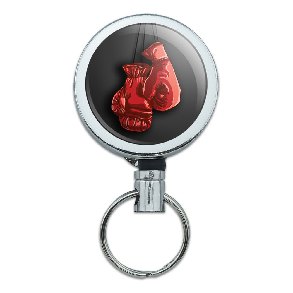Boxing Gloves Boxer Retractable Belt Clip Badge Key Holder